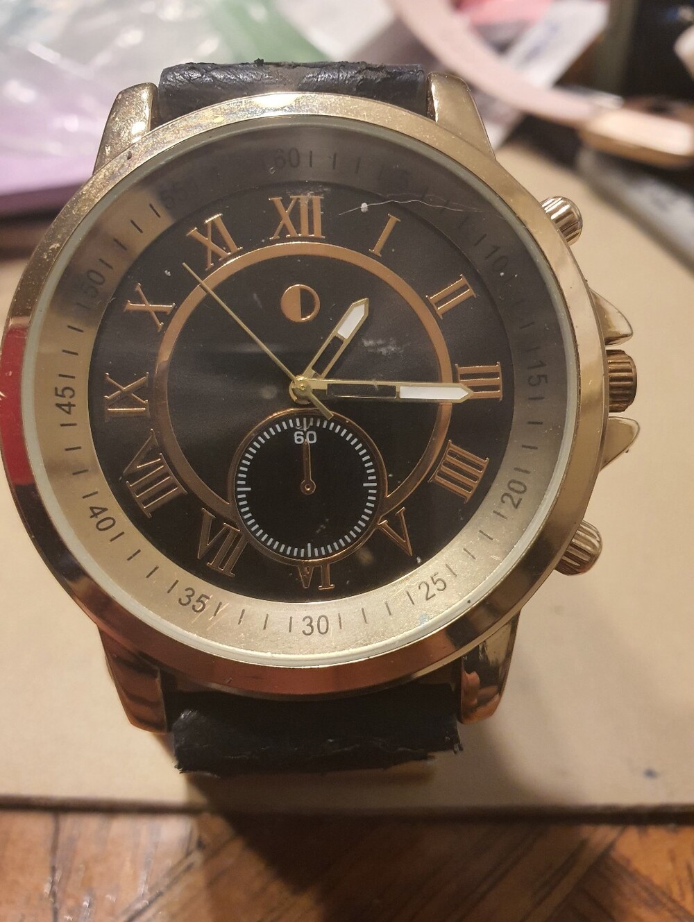 10/$20 JY-3121 Goldtone/Black Leather Men’s Watch
